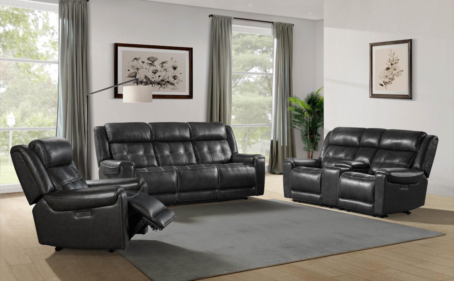 Regis Dual-Power Recliner | Baron Charcoal - intercon-furniture